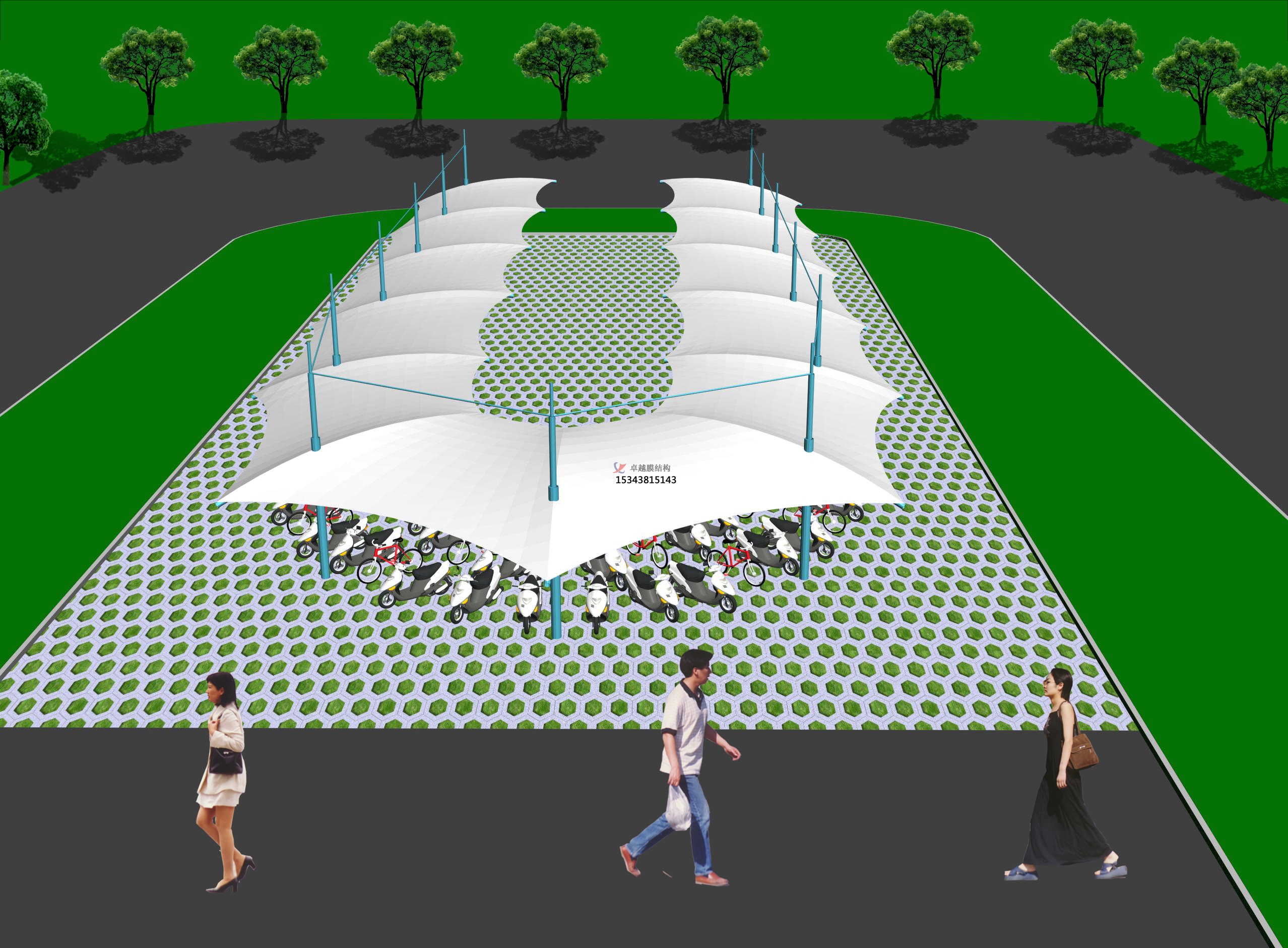 婁底市張拉膜充電樁車棚設計施工案例