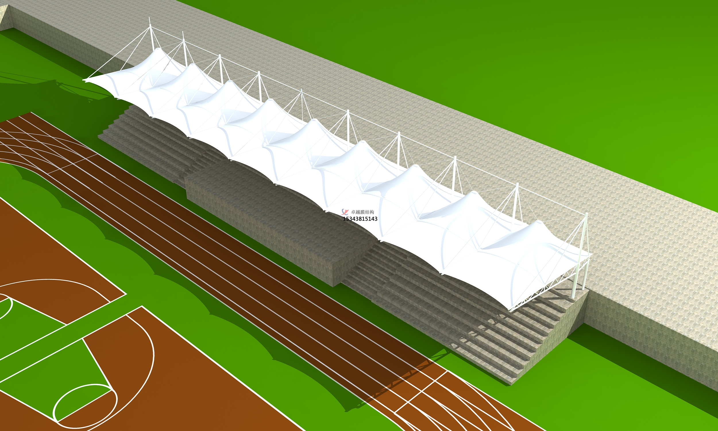 靈石體育公園膜結(jié)構(gòu)【看臺(tái)雨棚】門(mén)球場(chǎng)案例