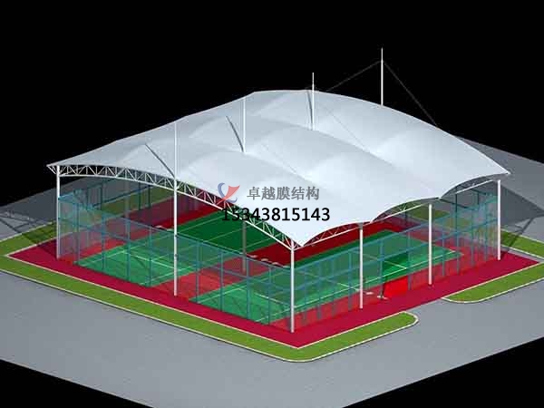 通化網球場膜結構頂蓋/籃球場屋頂/門球場雨棚安裝